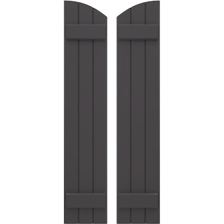 Americraft 3-Board (2 Batten) Wood Joined Board-n-Batten Shutters W/ Ellipt Top, ARW101BE311X81SMH